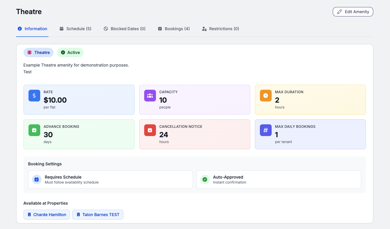 Amenity Booking System - Manager Dashboard