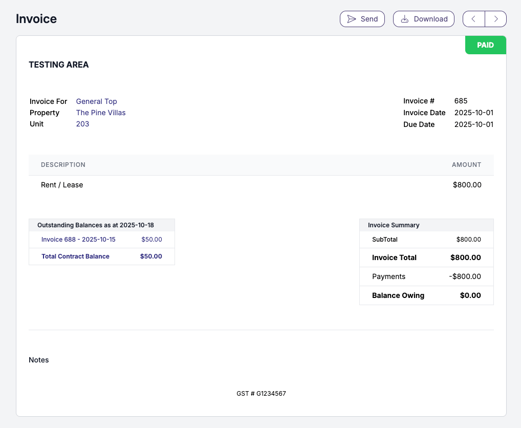 Automated Invoice Generation showing recurring invoicing